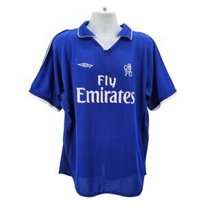 Vintage Umbro Sportwood Fly Emirates Mens XL Jersey  CFC Blue Football Soccer